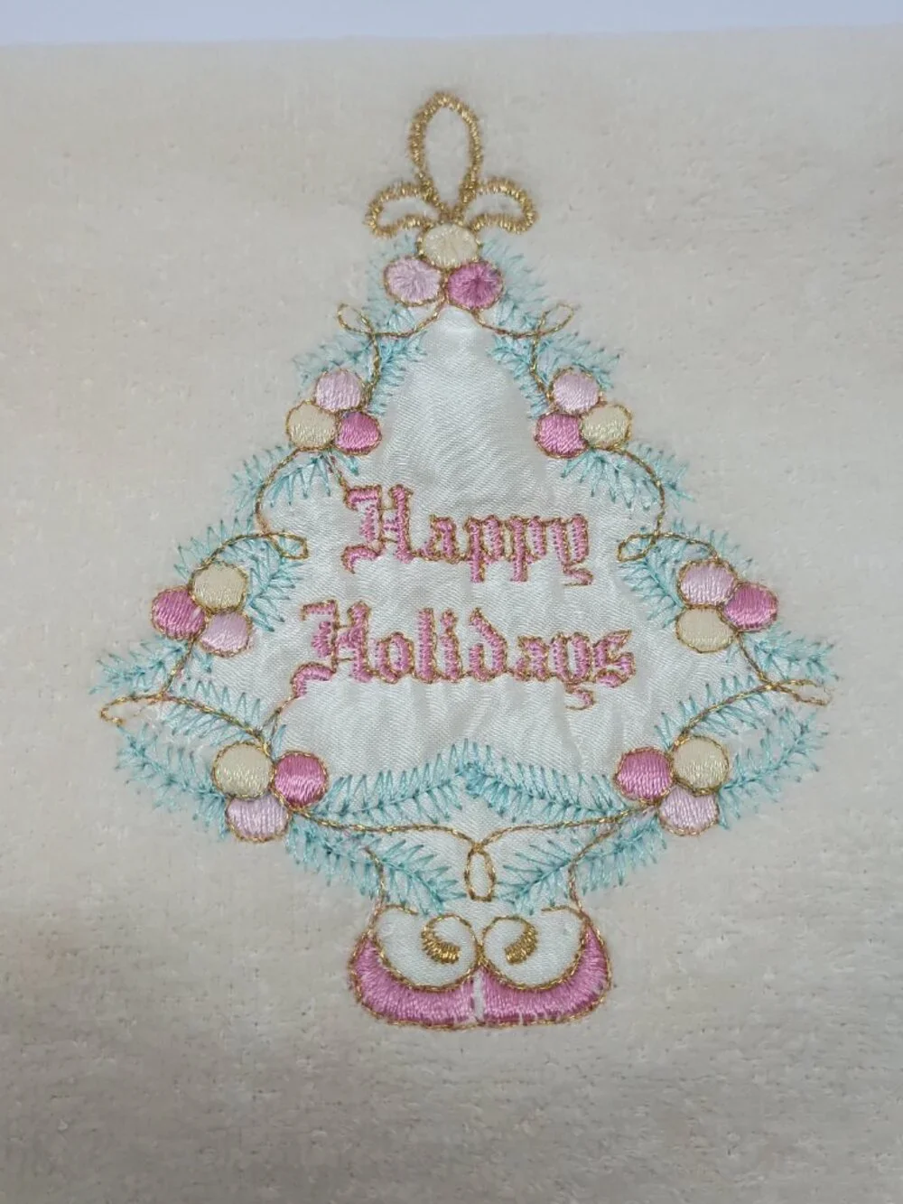 Royal Terry 1980s Christmas Happy Holidays Body and Hand Towel Set Cotton USA
